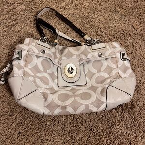 Y2k white coach logo satchel shoulder bag